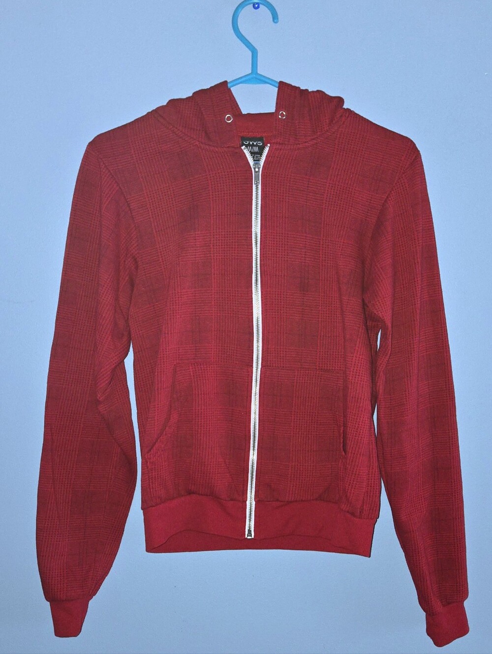 Women's Red Zip-Up Hooded Sweater Medium